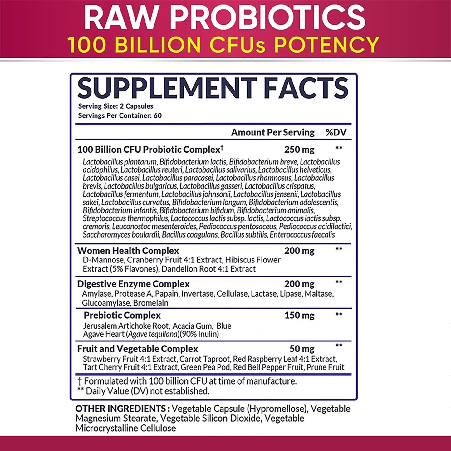 Raw Probiotics for Women - 120 Capsules